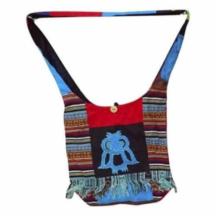 bagoly mintás egyedi stílusú válltáska nepálból