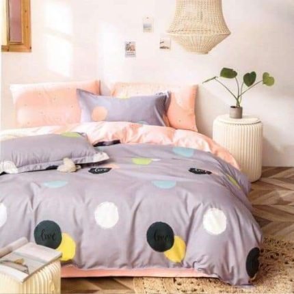 Ágynemű Színes Pöttyök Halvány Szürke