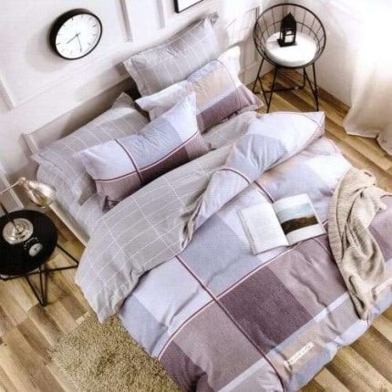 Ágynemű Világoskék Szürke Négyzet