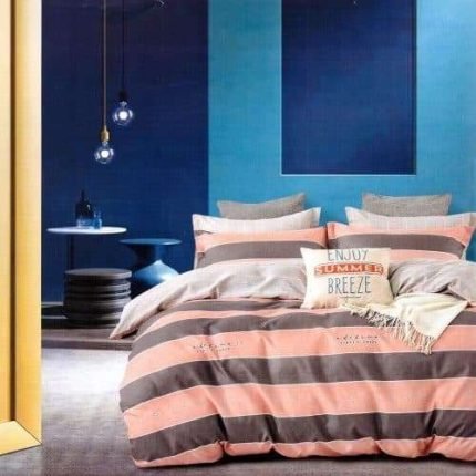 Ágyneműhuzat Barna Barack Csíkokkal