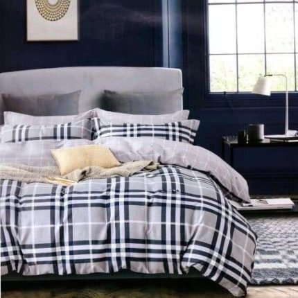 Ágyneműhuzat Szürke Fehér Négyzet