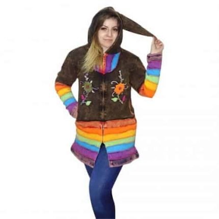 Kabát Barna Szivárvány Csíkos