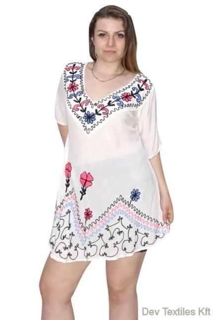 Tunika Fehér Hímzett Virágok