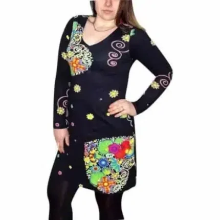 Tunika Fekete Színes Virágok