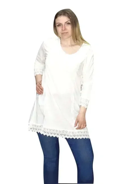 Tunika Fehér Pamut Hímzett