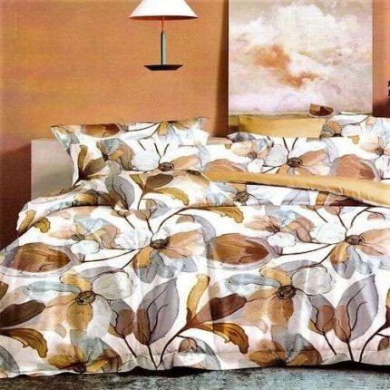 Ágynemű Bézs Barna Virágokkal