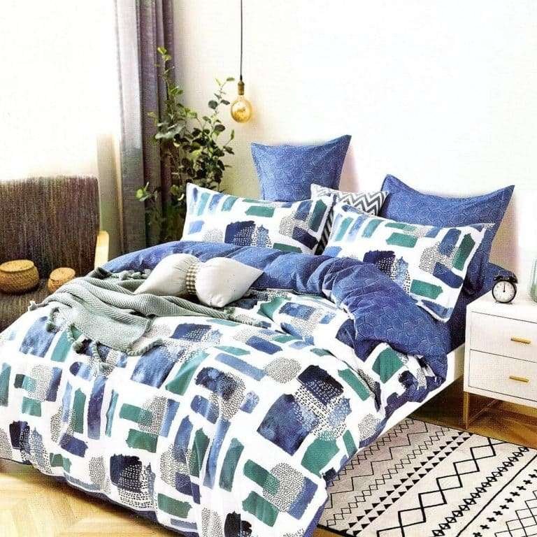 absztrakt mintás kék ágynemű 7 részes