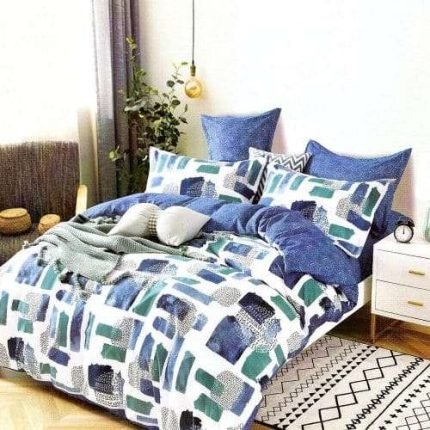 absztrakt mintás kék ágynemű 7 részes