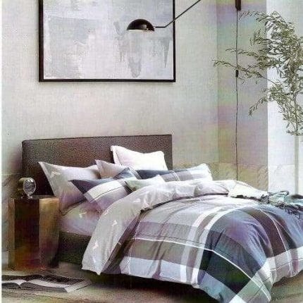 Ágynemű Szürke Kék Kockás