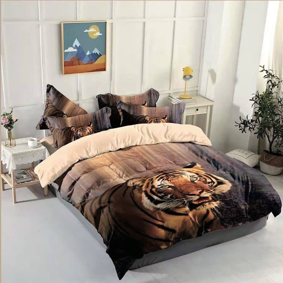 3d tigris ágyneműhuzat barna színben