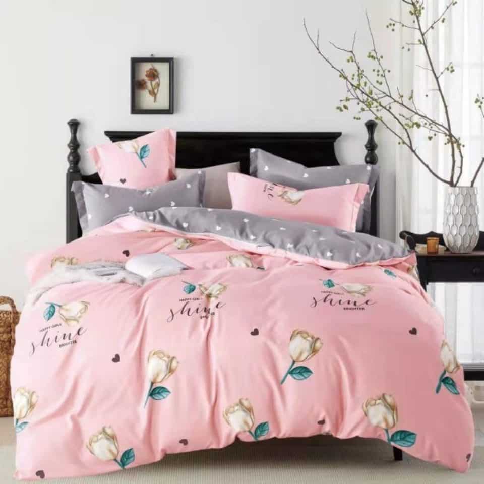 rózsás ágyneműhuzat szürke rózsaszín