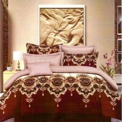 bordó ágynemű aranyszín kombináció
