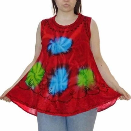 Női Tunika Piros Színes Pöttyös