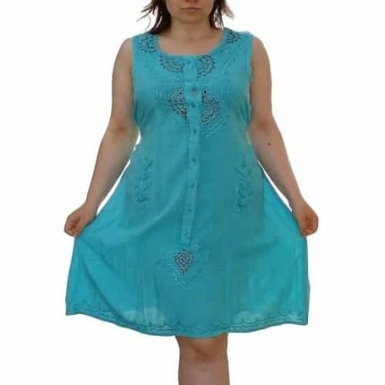 Türkiz Rövid Ruha Gombokkal