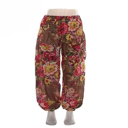 Nyári Nadrág Barna Virágokkal