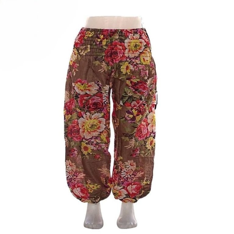 Nyári Nadrág Barna Virágokkal