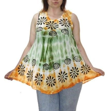 Nyári Tunika Narancs Zöld Színben