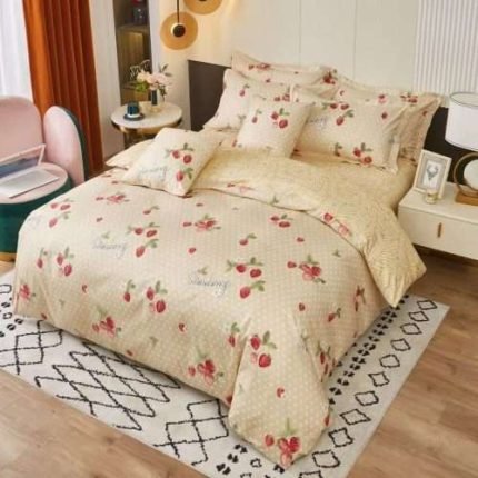 Bézs Szín Gyümölcsökkel Krepp Ágynemű