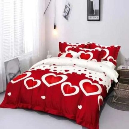 Szív Mintás Ágynemű Piros Fehér