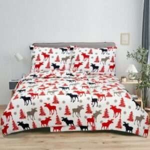 Új Karácsonyi Ágyneműk Készleten 4 Flanel Ágynemű Téli Jávorszarvas Minta