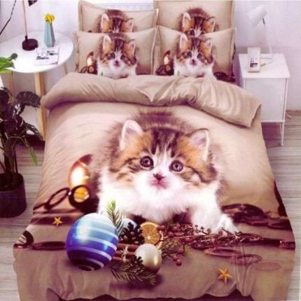 Barna Ágynemű Cica Mintával