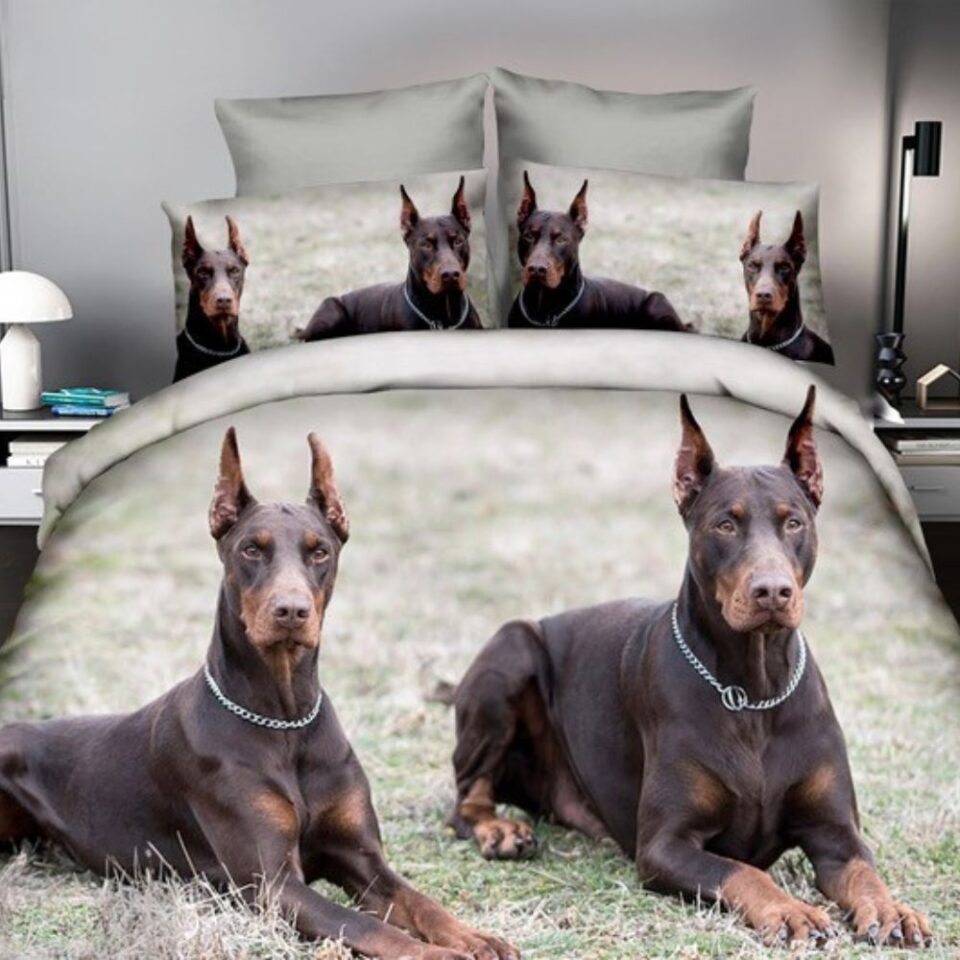 pamut ágyneműt dobermann kutyákkal