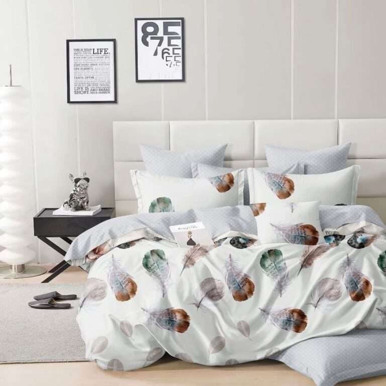 Fehér Szürke Színes Levelek Ágynemű
