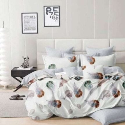 Fehér Szürke Színes Levelek Ágynemű