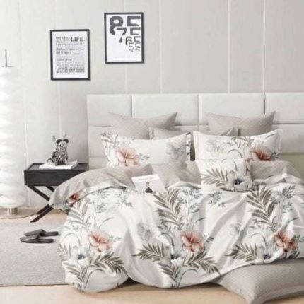 Bézs Leveles Virágos Ágynemű