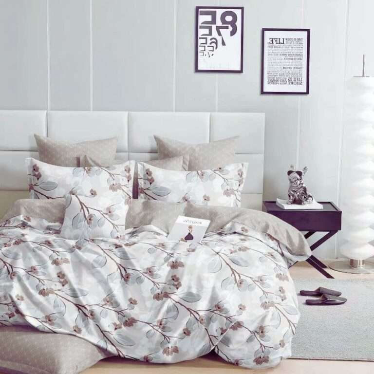 pamut Ágynemű Virágos Bézs Fehér színbén