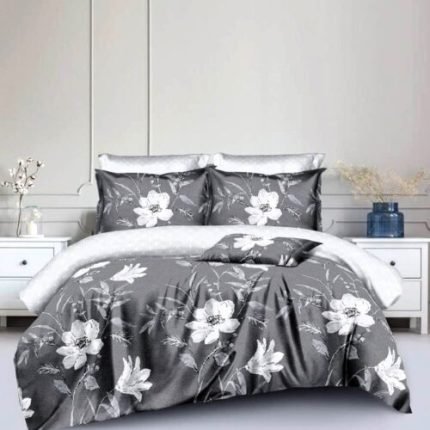 Pamut Ágynemű Szürke Fehér Virágok