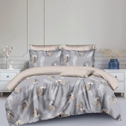 pamut Ágynemű Virág Mintás Szürke