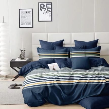 Kék Csíkos Pamut Ágynemű