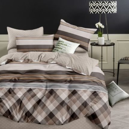 Barna Drapp Pamut Ágynemű