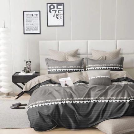 Szürke Drapp Szivecskés Ágynemű