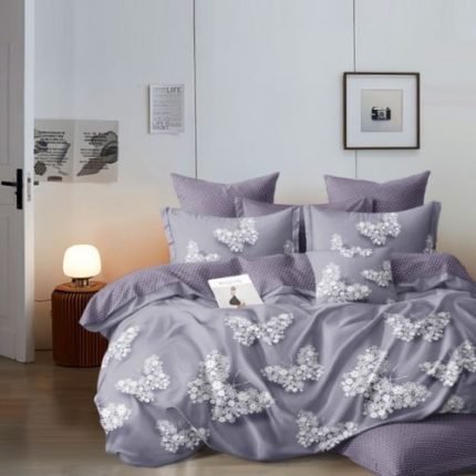 Szürke Lila Virágos Ágynemű