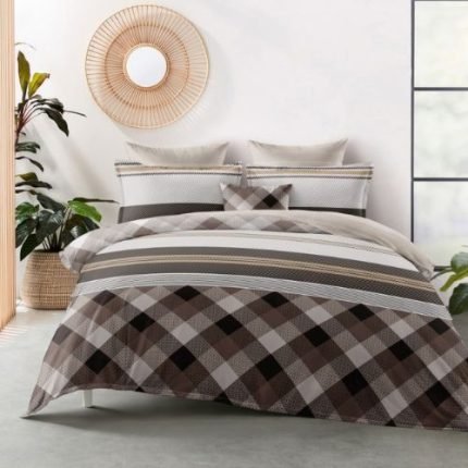Barna Kockás Flanel Ágyneműhuzat