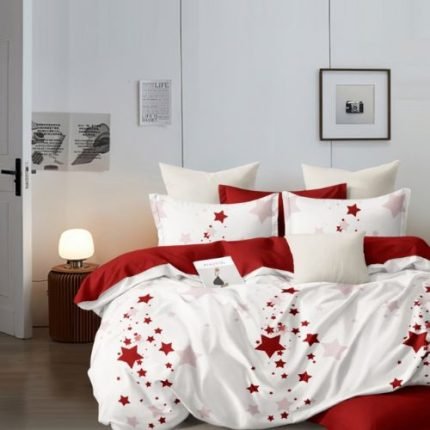 Piros Fehér Csillag Mintájú Ágynemű