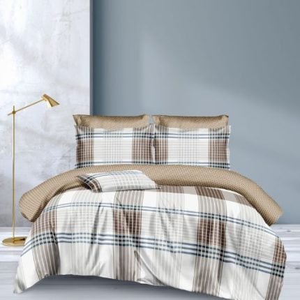 Bézs Barna Kockás Ágyneműhuzat