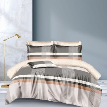 Barna Drapp Kockás Ágyneműhuzat