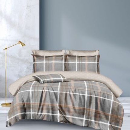 Barna Drapp Kockás Ágyneműhuzat