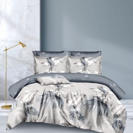 Szürke Ezüst Virágos Ágyneműhuzat