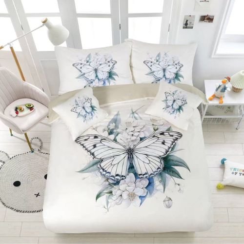 Fehér pillangós 3D ágyneműhuzat