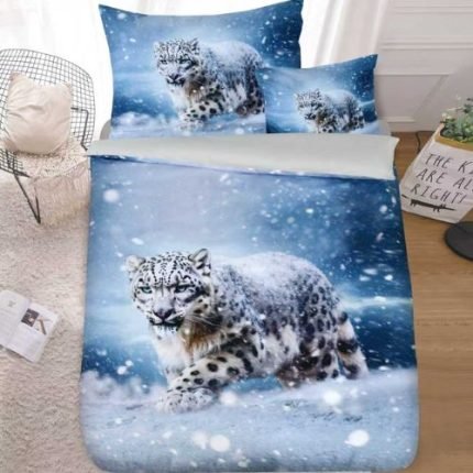 Hó párduc kék fehér 3D ágyneműhuzat