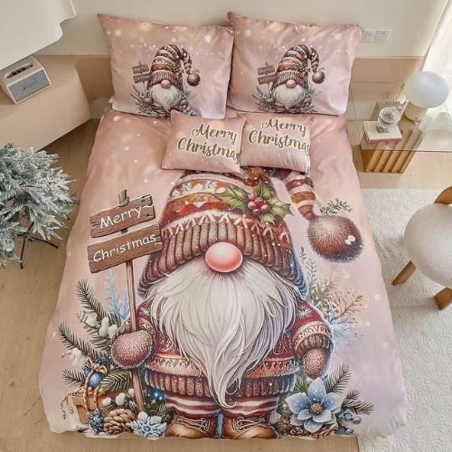 Karácsonyi barna manó táblával ágyneműhuzat