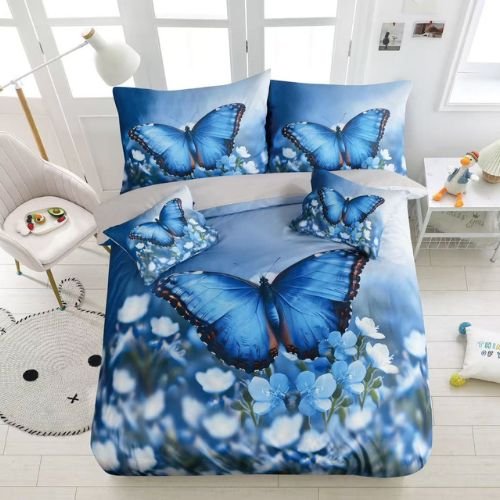 Sötétkék pillangós 3D ágyneműhuzat