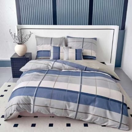 Szürke vastag csíkos flanel ágyneműhuzat