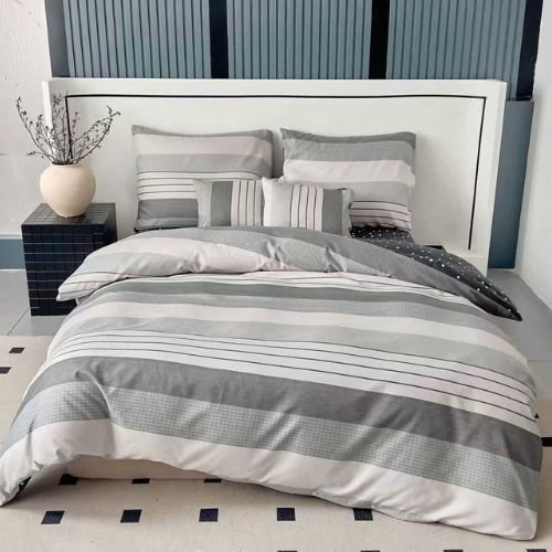 Szürke kék vastag csíkos flanel ágyneműhuzat