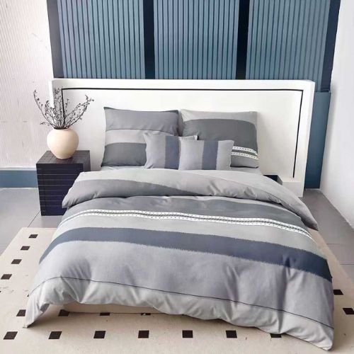 Szürke vastag csíkos flanel ágyneműhuzat